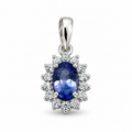 0.6-0.8ct Oval Sapphire & CZ Halo Silver Pendant